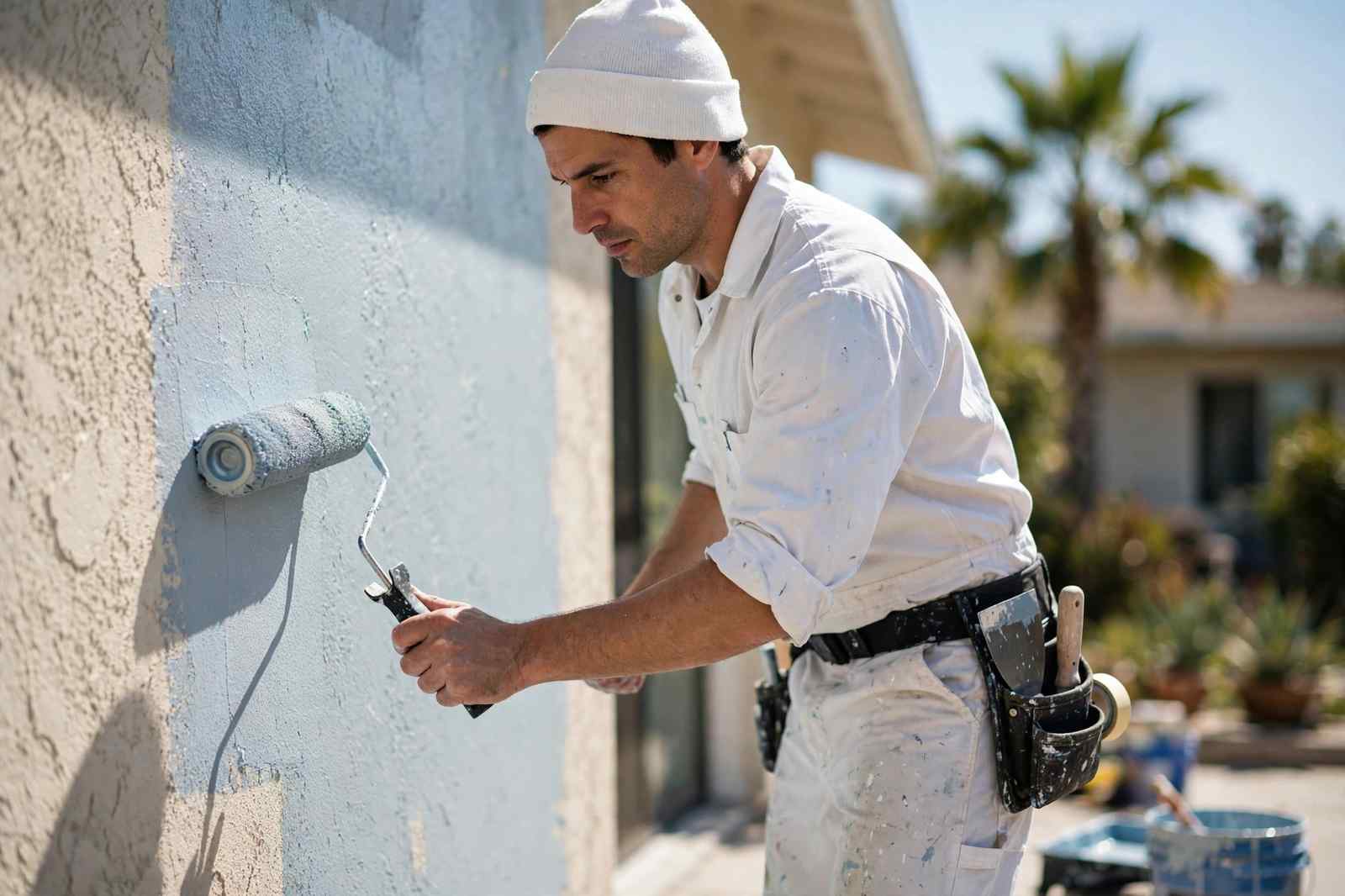 What Bad Paint Jobs Look Like in Los Angeles Professional painter applying exterior paint on a Los Angeles home on a sunny day